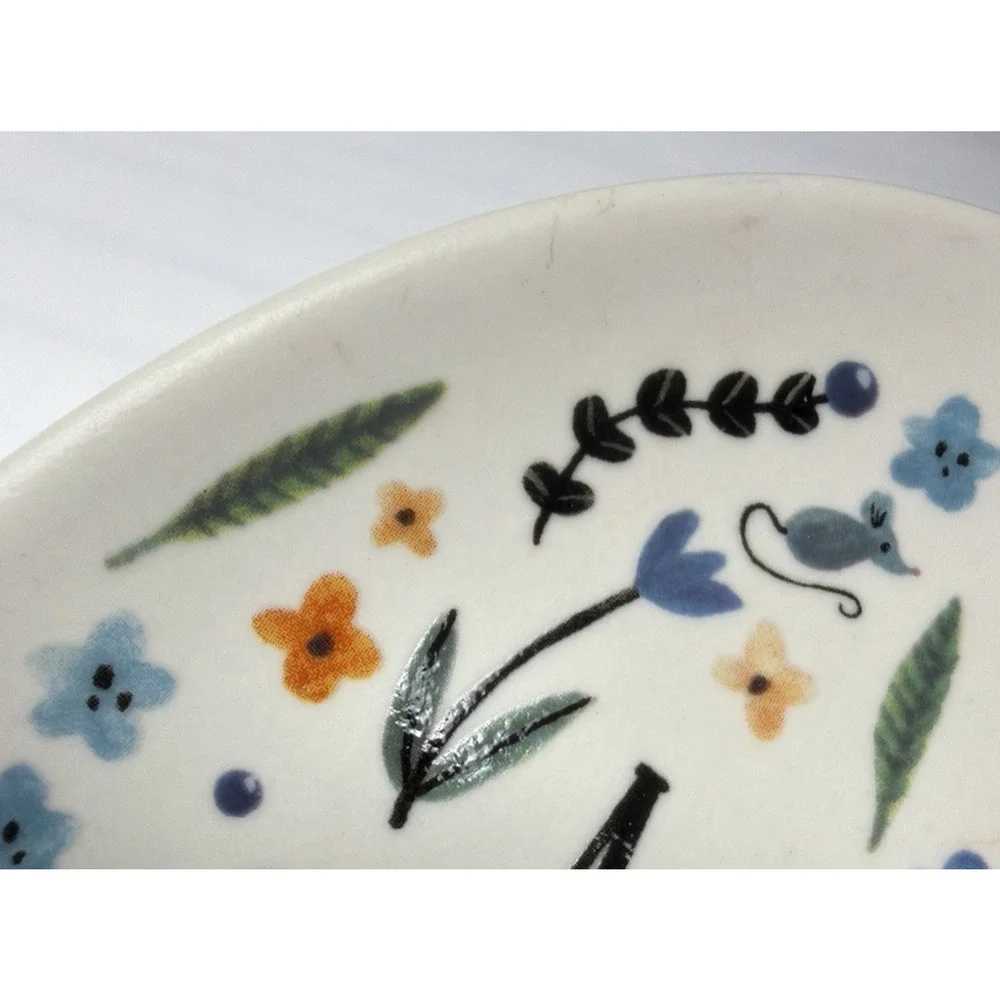 Anthropologie Amelia Herbertson Ceramic Floral Monogram M Footed Soap Dish
